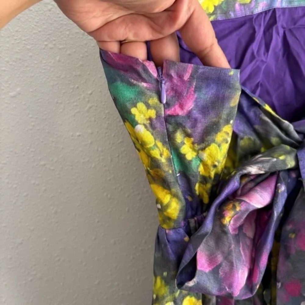 & OTHER STORIES Savoir Printed Silk Bow-Detailed Multi-Color Midi Dress - Picture 8 of 12